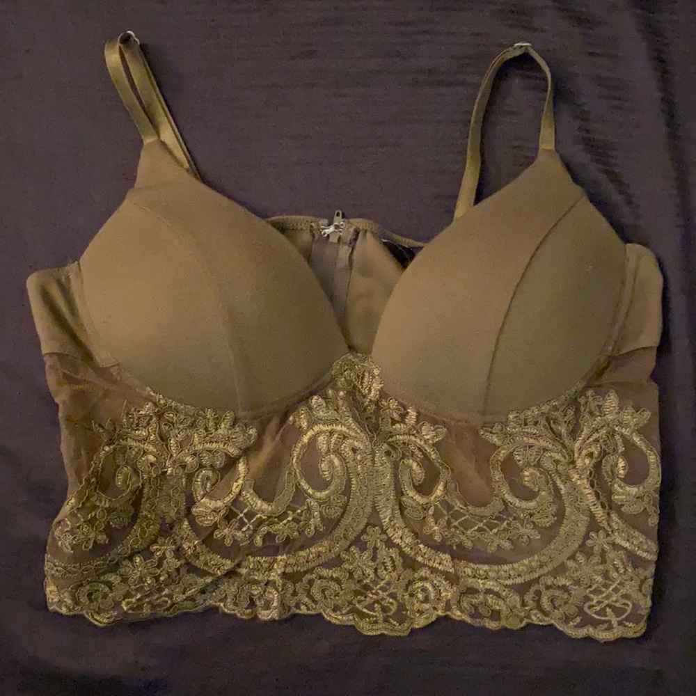 Olive green corset top. (M)